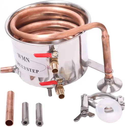 Vista 5 de bricolaje 2 Gal 10 litros Home Distiller Moonshine Alcohol Todavía inoxidable Thumper barril de cobre de la Caldera