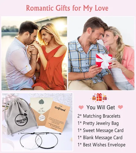 Vista 6 de UNGENT THEM Pinky Promise - Pulsera a juego para parejas, alma gemela, hombre, relación a distancia, regalos para mujeres, hombres, él, ella