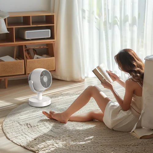 Vista 8 de Ventilador de circulación de aire portátil recargable, temporizador, oscilante, potente y silencioso, 5 velocidades, ventiladores de escritorio