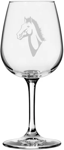 Vista 78 de Abaco Barb Body Horse - Copa de vino grabada multiusos (12.75 onzas) Unique Gifts for Horse Lovers, Personalized Wine Glasses, All-Purpose