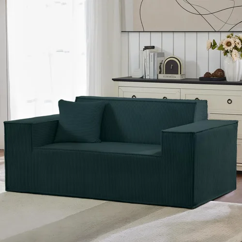 Vista 9 de SUYOLS Sofá nube de pana con almohada, espuma viscoelástica de alta calidad, no requiere montaje, sofá de asiento profundo en caja, silla que ahorra