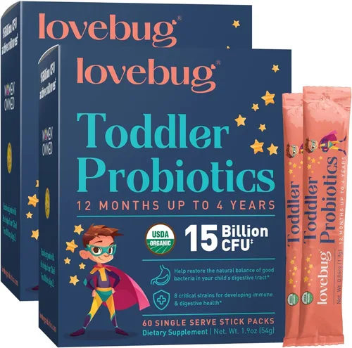 Vista 11 de LOVEBUG Polvo probiótico para niños con fibra prebiótica – Apoyo inmunitario y alivio del estreñimiento – Probióticos orgánicos USDA para la salud