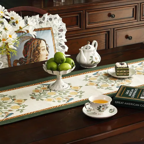 Vista 6 de patdrea Camino de mesa de terciopelo francés estilo granja para decoración del hogar, cocina, comedor, fiestas, cenas familiares, boda 12"*63