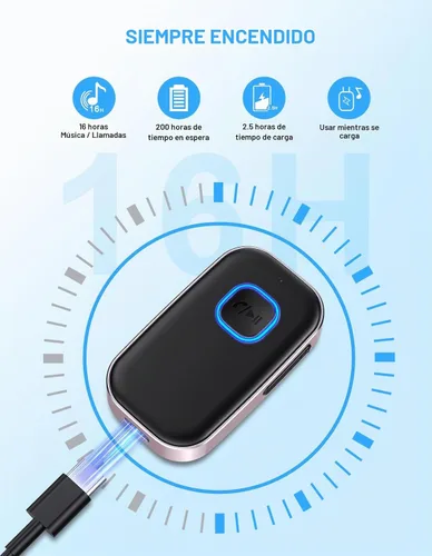 Vista 6 de COMSOON Adaptador AUX Bluetooth para automóvil, receptor Bluetooth con reducción de ruido para música/llamadas manos libres, receptor de audio Negro