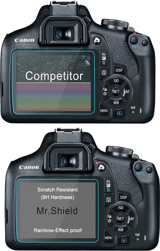 Vista 4 de Mr.Shield - Protector de pantalla para cámara réflex digital Canon EOS Rebel T7 T6 T5 2000d 1300d 1200d 3-Pack vidrio templado Japón vidrio