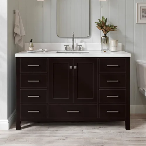 Vista 46 de ARIEL Cambridge - Mueble de baño con lavabo de 42 pulgadas, madera maciza, encimera de cuarzo blanco puro de 1.5 pulgadas, fregadero rectangular