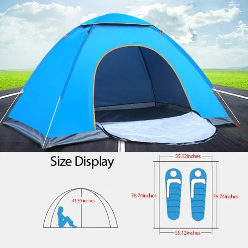 Vista 3 de Tienda de campaña ligera desplegable instantánea para 2 personas, fácil de instalar, tienda de campaña de viaje familiar automática, portátil