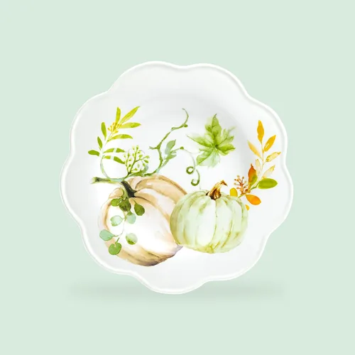 Vista 3 de Potter's Studio - Juego de 4 platos surtidos de 8.5 pulgadas para ensalada/postre de calabaza otoñal