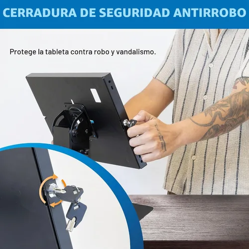Vista 4 de Mount-It! Quiosco antirrobo para tableta, gabinete de tableta de encimera con bloqueo con base independiente, carcasa universal compatible con iPads