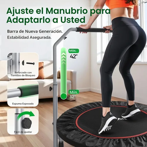 Vista 3 de BCAN SP2 - Mini trampolín plegable de 40/48 pulgadas, carga máxima de 330 libras/440 libras, rebote de fitness con mango de espuma ajustable