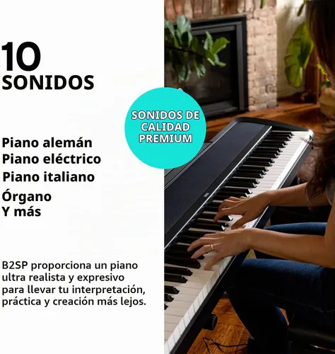 Vista 2 de Korg B2 Piano digital de 88 teclas con audio y USB MIDI - Software incluido - Negro (B2BK)