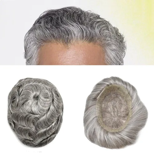 Vista 36 de Toupee For Men Real Human Hair Mens Toupee Hair Replacement System Swiss Lace Toupee For Men Natural Human Hair Piece Mens Toupee6*8"-90% density#2