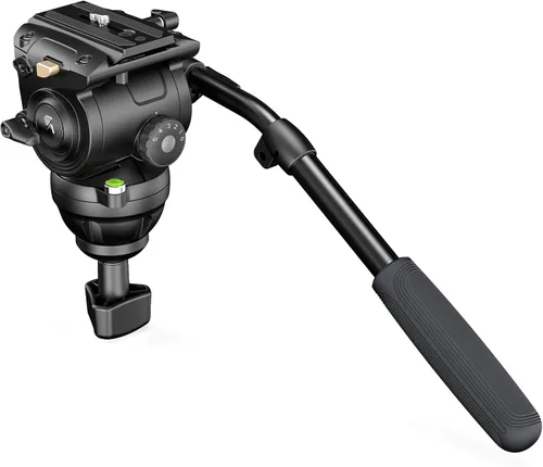 Vista 12 de SmallRig DH10 - Cabezal de video fluido para trípode de servicio pesado con base plana y mango ajustable, placa de liberación rápida para placa