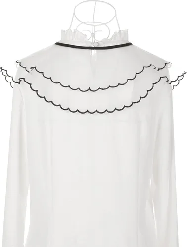 Vista 3 de Elerevyo Cuello falso desmontable, mini capa bordada semitransparente, gargantilla con cuello Ruff Dickey para mujer