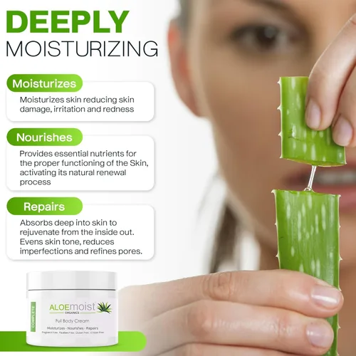 Vista 3 de Crema facial orgánica de aloe vera y crema hidratante corporal, loción natural de aloe vera con aceite de vitamina E, vitamina C, crema de retinol