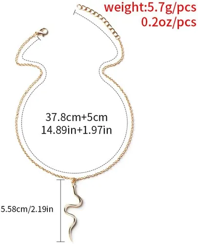 Vista 5 de Caiyao Collar de serpiente de oro y plata para mujer, collar de serpiente cobra, collar con colgante de serpiente, collar de oro para mujer, collar