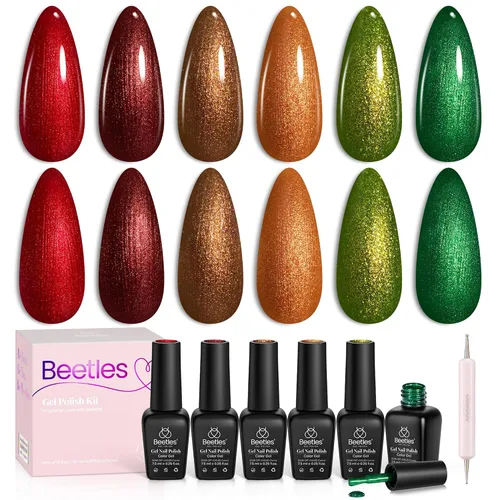 Vista 29 de beetles - Juego de esmaltes en gel color borgoña – Berry Merlot 6, ciruela, cereza, moca, rojo, otoño-invierno, morado oscuro, vino púrpura oscuro
