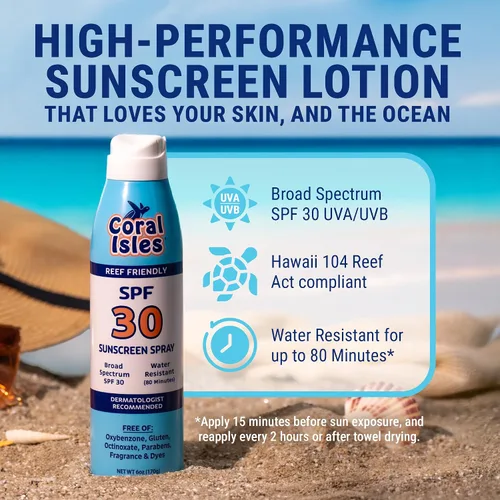 Vista 2 de Coral Isles SPF 30 - Spray Reef de amplio espectro, 6 onzas líquidas, paquete de 2