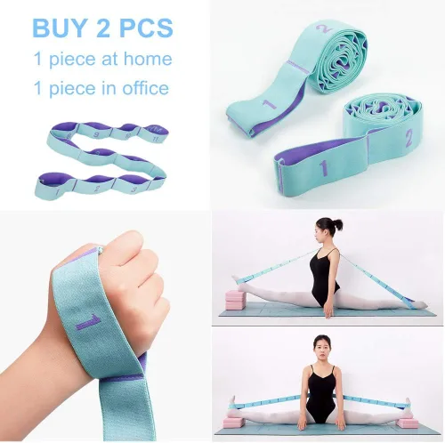 Vista 4 de Correas elásticas para tendones de isquiotibiales, banda elástica para ejercicio, esterilla de yoga, correas de transporte, equipo de ejercicio