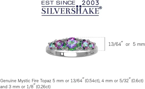 Vista 14 de Silvershake Anillo de plata de ley 925 chapada en oro blanco o amarillo con piedra natal de 5 piedras para mujer Azul zafiro creado