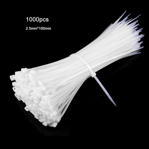 Vista 3 de 1000 bridas de nailon para cables, bridas multiusos con autobloqueo, pequeñas bridas resistentes (4 pulgadas, blanco)