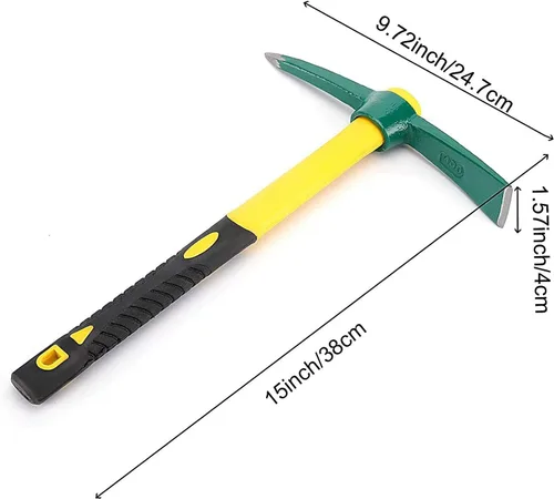 Vista 2 de ZOENHOU 2 piezas de 15 pulgadas sólido Pick Mattock, hacha forjada de jardín forjada, azada de mattock Adze con mango de goma resistente