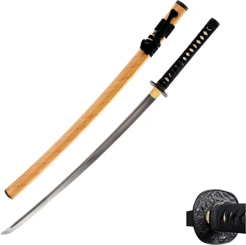 Vista 10 de HMS Espada Katana Samurai Japonesa Finely finished blades in 1045, 1095 or Damascus steel for dojo practice and display; includes protective sword