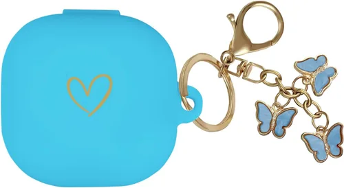 Vista 19 de Compatible con Samsung Galaxy Buds FE/Buds 2 / Buds Pro/Buds Live/Buds 2 Pro, funda de silicona suave con patrón de corazón dorado con bonito Negro