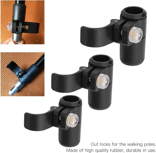 Vista 3 de Bastones de trekking, ajustable Flip Lock agarre de goma negro bastones de trekking bloqueo externo para senderismo mochilero bastones de trekking