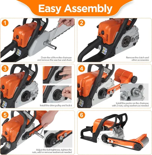Vista 7 de Descortezador de troncos – Accesorio de motosierra mejorado para Husqvarna y STIHL, herramienta de descortezado de madera de aleación de aluminio