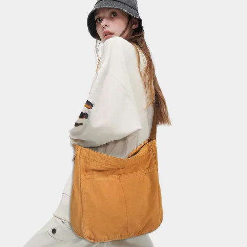 Vista 5 de Bolsa de lona casual Hobo Crossbody bolsa de hombro para mujeres y hombres, bolso grande bolso mensajero bolsa de viaje trabajo