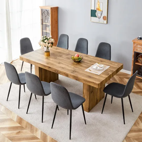 Vista 55 de gopop Mesa de comedor de mármol de 63 pulgadas, tablero de mesa de comedor MDF con patrón de mármol y base para cocina y comedor.