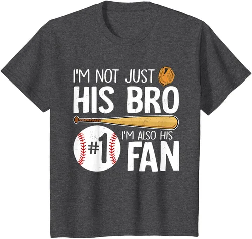 Vista 40 de Camiseta Baseball Brother I'm Not Just His Bro I'm His Number One Fan, Negro