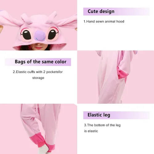 Vista 8 de ZEALOVE Adult Stich Onesie Animal Pajamas Christmas Cosplay Costumes Party Wear