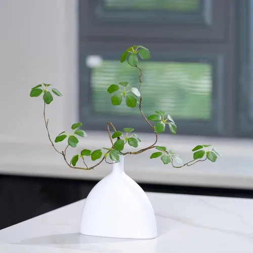 Vista 9 de 2 tallos de eucalipto sintético con hojas, tallos de vegetación falsos de 33.5 pulgadas, tallos de plantas artificiales para decoración de jarrones