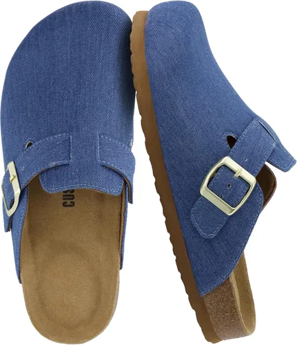 Vista 17 de CUSHIONAIRE - Zuecos Hana para mujer, cómodos zuecos de gamuza vegana, zapatos sin cordones con plantilla de corcho y soporte de arco, espuma