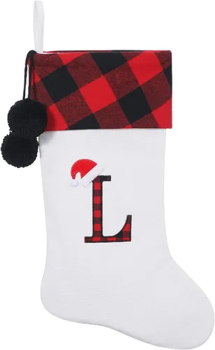 Vista 16 de Calcetines de Navidad bordados con monograma inicial de 20 pulgadas, decoración de Navidad, calcetines personalizados, decoración de temporada