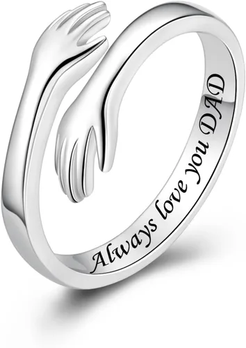 Vista 60 de Anillos de abrazo de plata esterlina S925 para mujeres, adolescentes y niñas, anillo ajustable para nieta, hija, esperanza, promesa, amistad, anillo