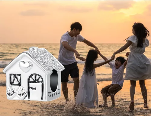 Vista 6 de NARTGO Sweet Home Family House - Abalorio compatible con pulseras Pandora
