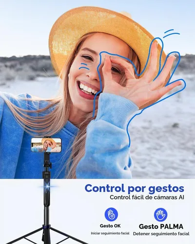 Vista 6 de NEMOVA Trípode de teléfono de seguimiento automático de cara de 68", palo