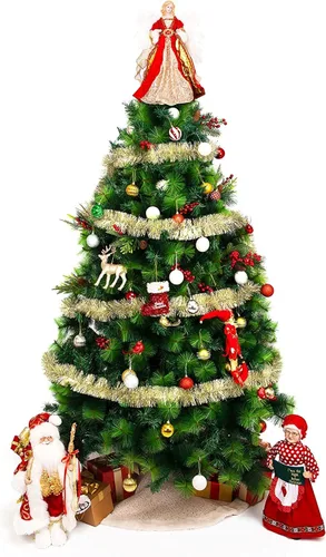 Vista 6 de iPEGTOP Guirnalda de oropel de Navidad de 26.2 pies, clásica gruesa y colorida reflejos, brillantes, suaves, para colgar en fiestas, adornos