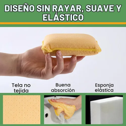 Vista 3 de Evelots Rebeco limpiador de parabrisas de automóvil, paquete de 2, esponja antiempañador de vidrio de ventana, color amarillo