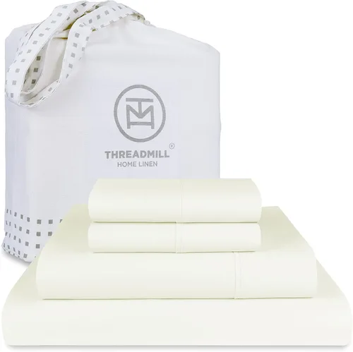 Vista 19 de Threadmill Sábanas de lujo de algodón Supima, sábanas de 100% algodón suaves de 1200 hilos de lujo para cama tamaño matrimonial, juego de 4 sábanas