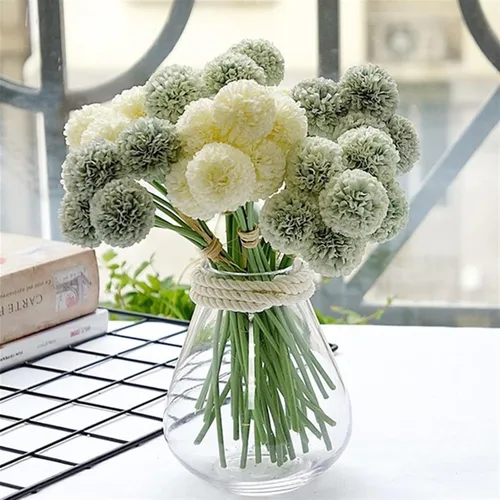 Vista 3 de HEXEH Artificial Flowers 6Pcs/Bundle mini Chrysanthemum Flower Ball Silk Artificial Flowers for Wedding Decoration Bridal Flores Decoration Bouquets