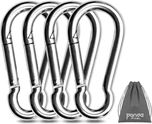 Vista 10 de Pixel Panda Accesorios de fitness, 3.1 pulgadas de carga de mosquetón de 800 libras, paquete de 4 y 2 accesorios de cable de mango D