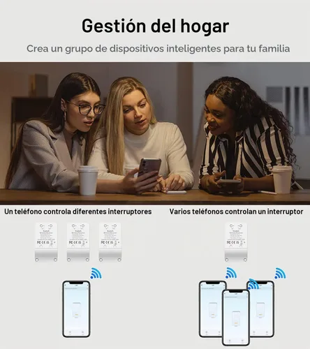Vista 6 de Interruptor de luz Wi-Fi inteligente, 2 canales, interruptor de relé inalámbrico linptech con aplicación Tuya, control remoto de voz, temporizador