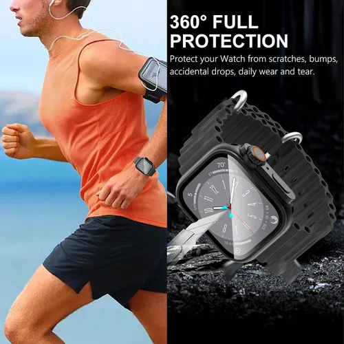 Vista 7 de WINGLE Funda impermeable 2 en 1 para Apple Watch de 1.732 pulgadas (1.732 in) Series 6, 5, 4 SE 【Parece Apple Watch Ultra】, paquete de 2 cubiertas