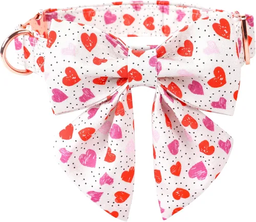 Vista 28 de Collar para perro con corbatín de Lionet Paws, Collar de corbatín de verano para perro, Collar para perro ajustable y cómodo, regalo para cachorro
