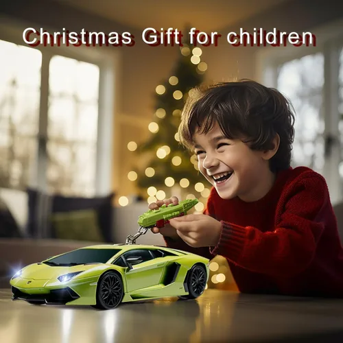 Vista 6 de QUN FENG RC Automóvil de control remoto con diseño 1:18 Lamborghini Aventador, eléctrico y deportivo, para carreras, modelo con licencia, para niños