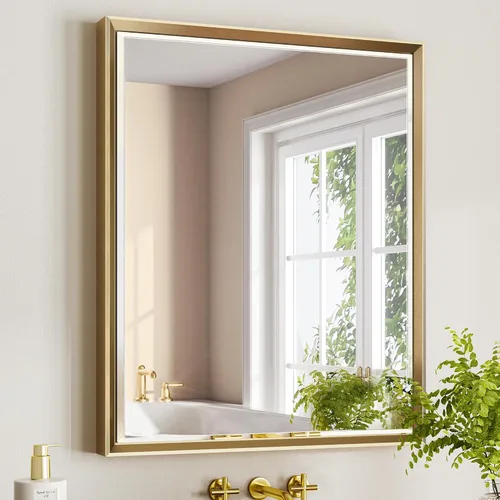 Vista 33 de Espejo de baño negro, espejo de baño biselado de 16 x 24 pulgadas para pared, espejo con marco negro antioxidante para decoración de baño, sala